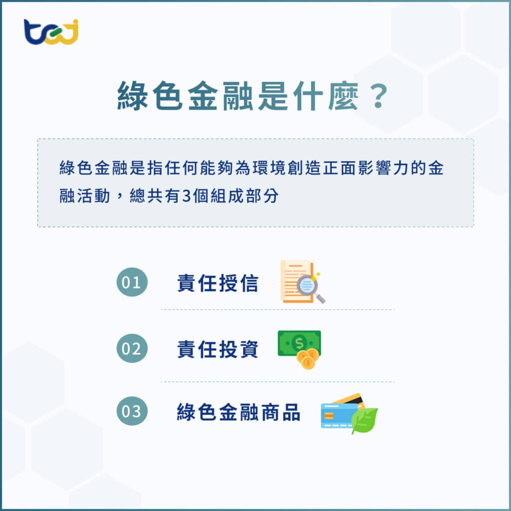 綠色金融是指任何能夠為環境創造正面影響力的金融活動。
