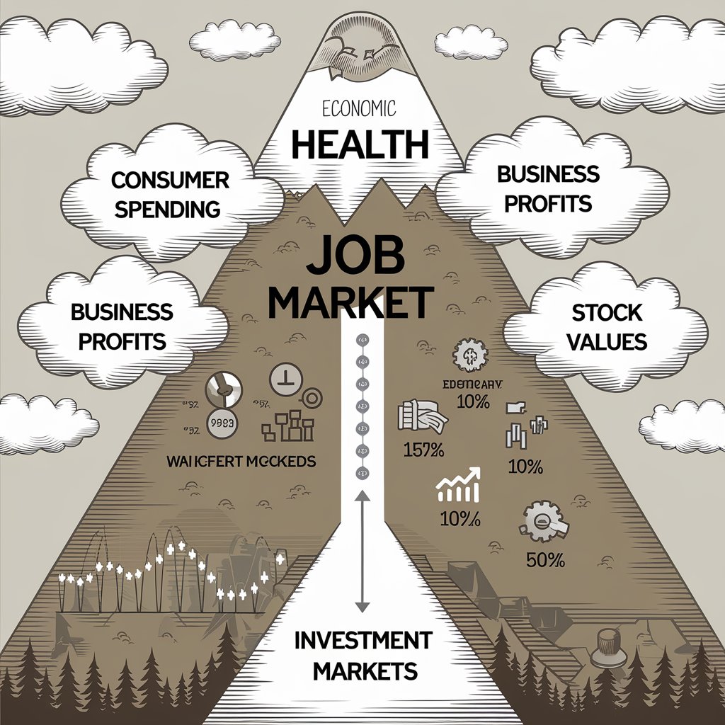 The job market is a key indicator of economic health, influencing investment markets. Substantial employment and wage growth typically increase consumer spending, boosting business profits and stock values.