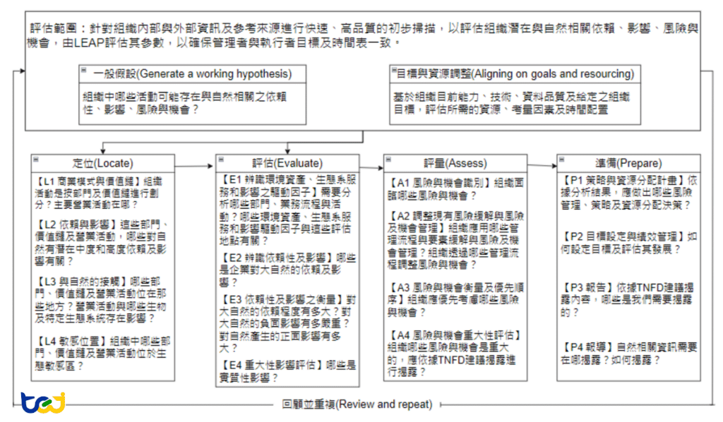 圖1、TNFD建議LEAP評估流程