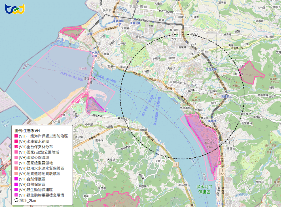圖三、台灣大淡水廠房坐落自然風險圖資表述範例